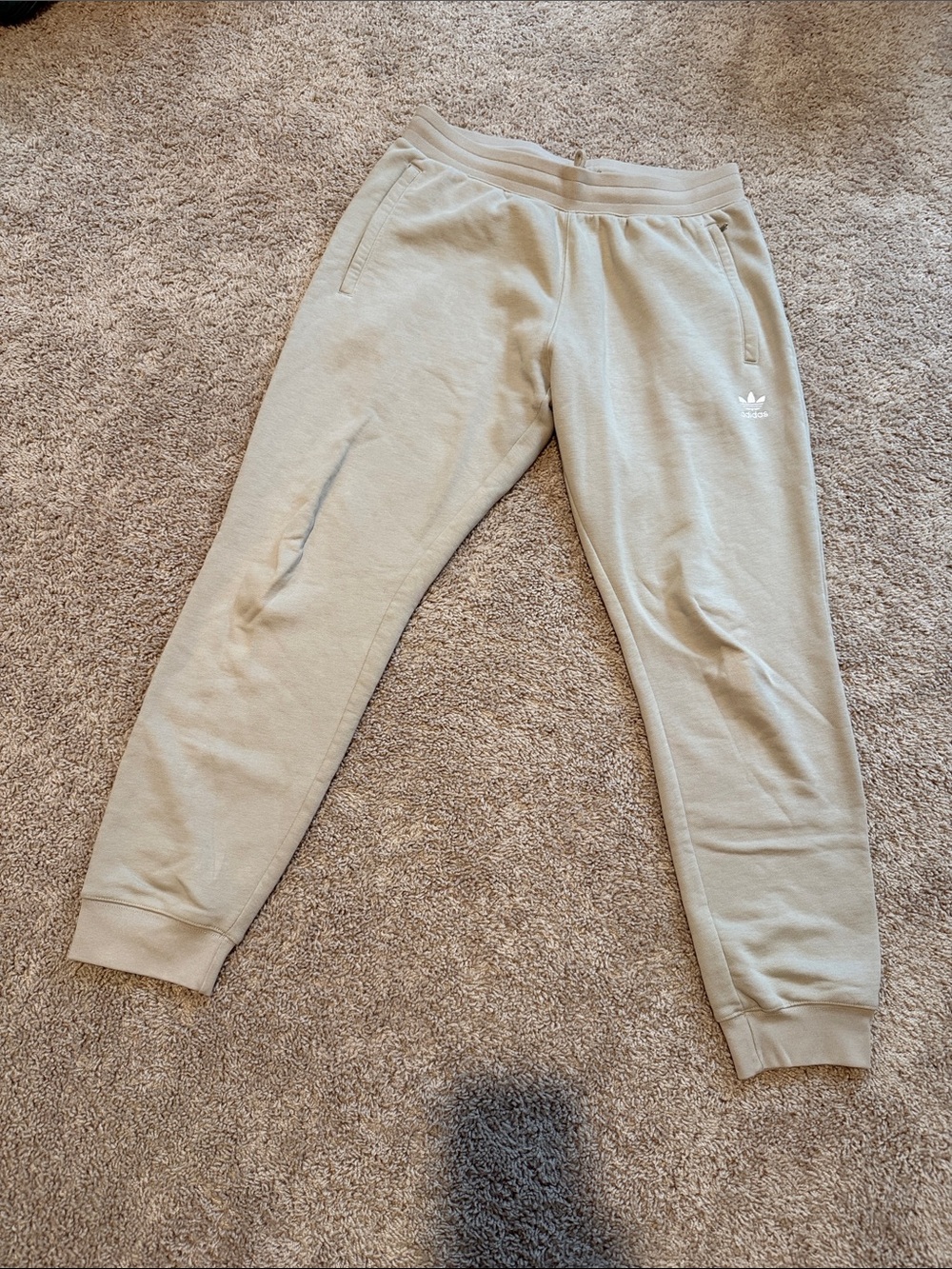 adidas Trefoil Joggers in Light Beige